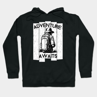 Adventure Awaits Black and White Hoodie